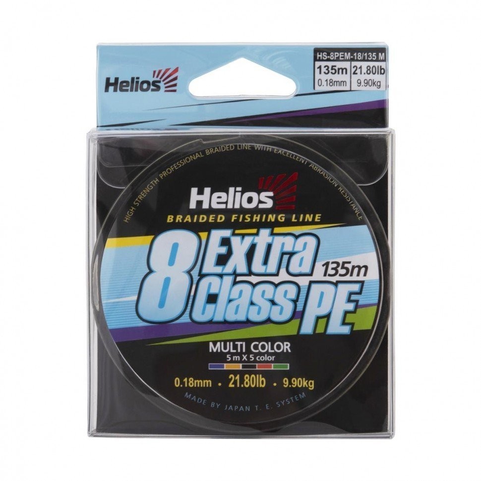 Шнур плетеный Helios Extra Class 8 PE Braid 0,18мм 135м Multicolor HS-8PEM-18/135 M (76123)