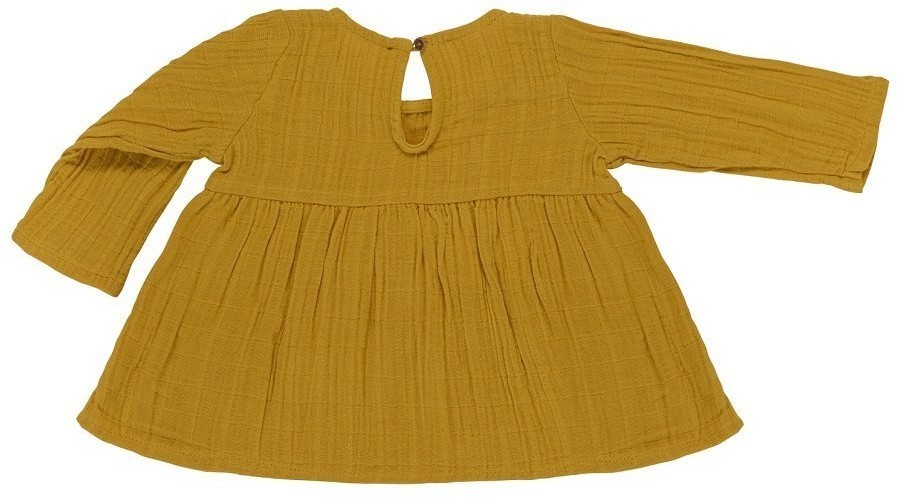 Платье с длинным рукавом из хлопкового муслина горчичного цвета из коллекции essential 12-18m (69602)