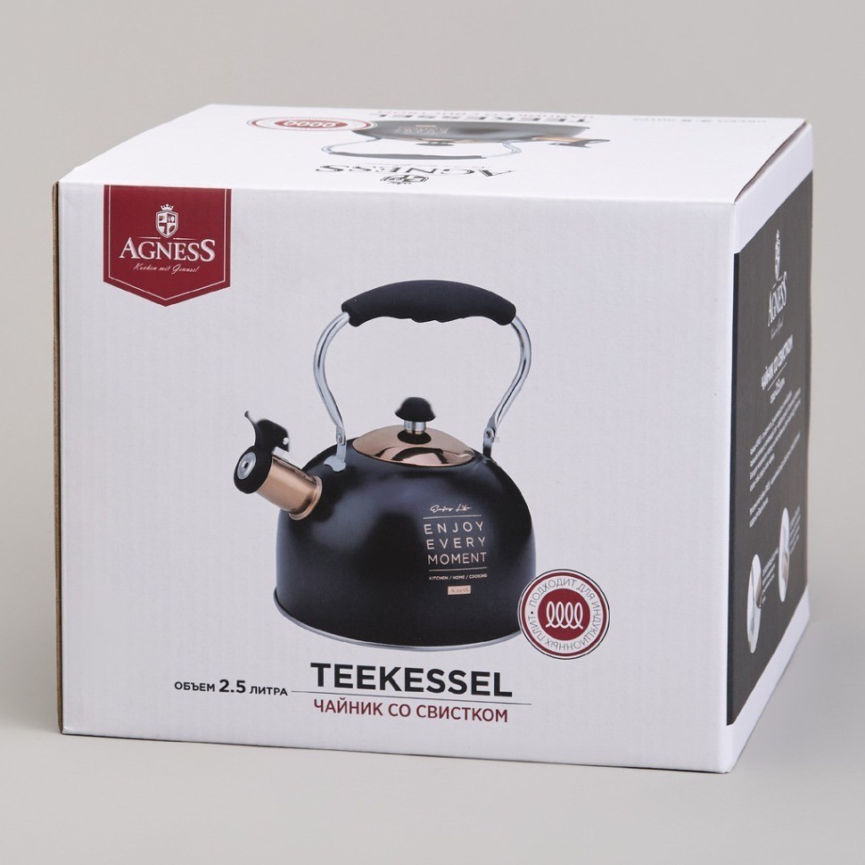 Чайник agness со свистком 2,5 л,нжс индукция (914-162)