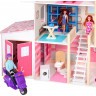 Деревянный кукольный домик "Нежность", с мебелью 28 предметов в наборе и с гаражом, для кукол 30 см (PD316-01)