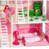 Деревянный кукольный домик "Нежность", с мебелью 28 предметов в наборе и с гаражом, для кукол 30 см (PD316-01)
