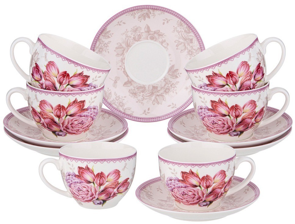 Чайный набор  lefard тюльпаны  на 6 п6р. 12 пр. 280 мл (87-327)