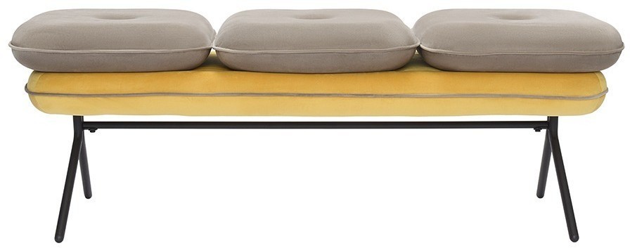 Банкетка pea, велюр, бежевая/желтая (76122)