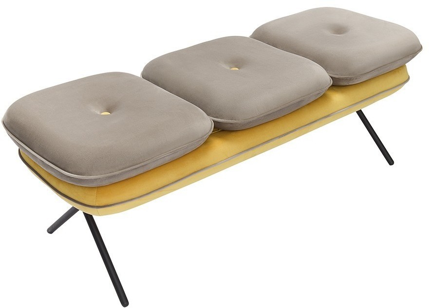 Банкетка pea, велюр, бежевая/желтая (76122)