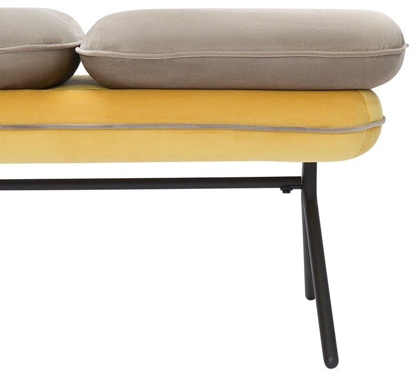 Банкетка pea, велюр, бежевая/желтая (76122)