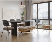 Банкетка pea, велюр, бежевая/желтая (76122)