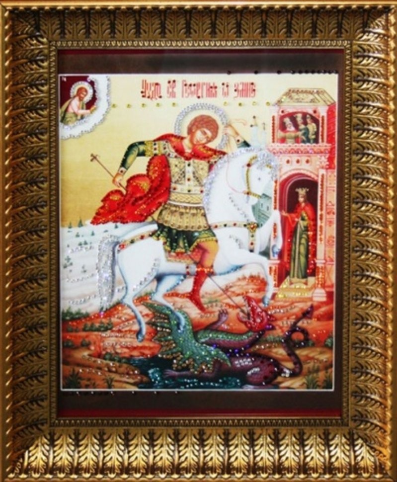 Икона Георгий Победоносец большая с кристаллами Swarovski (1853)