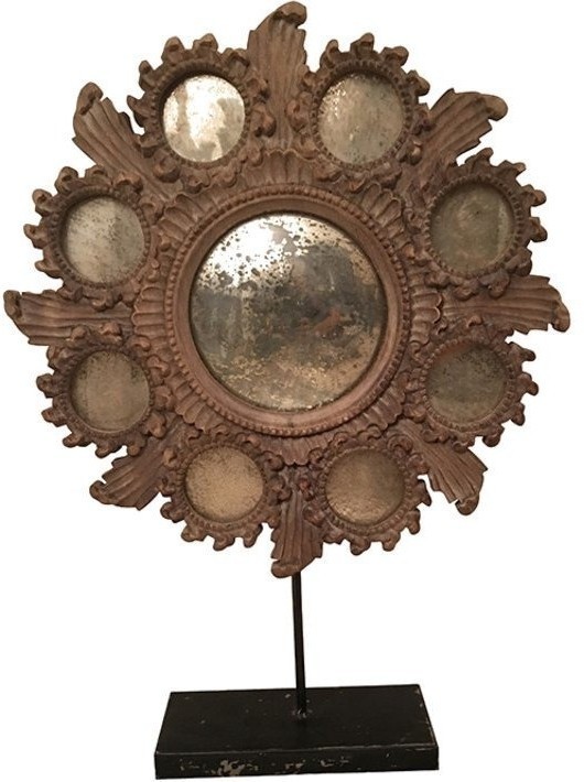 Зеркало MM-41, массив дерева, металл, OLD GARDEN WOOD & ANTIC BLACK STAND, ROOMERS FURNITURE