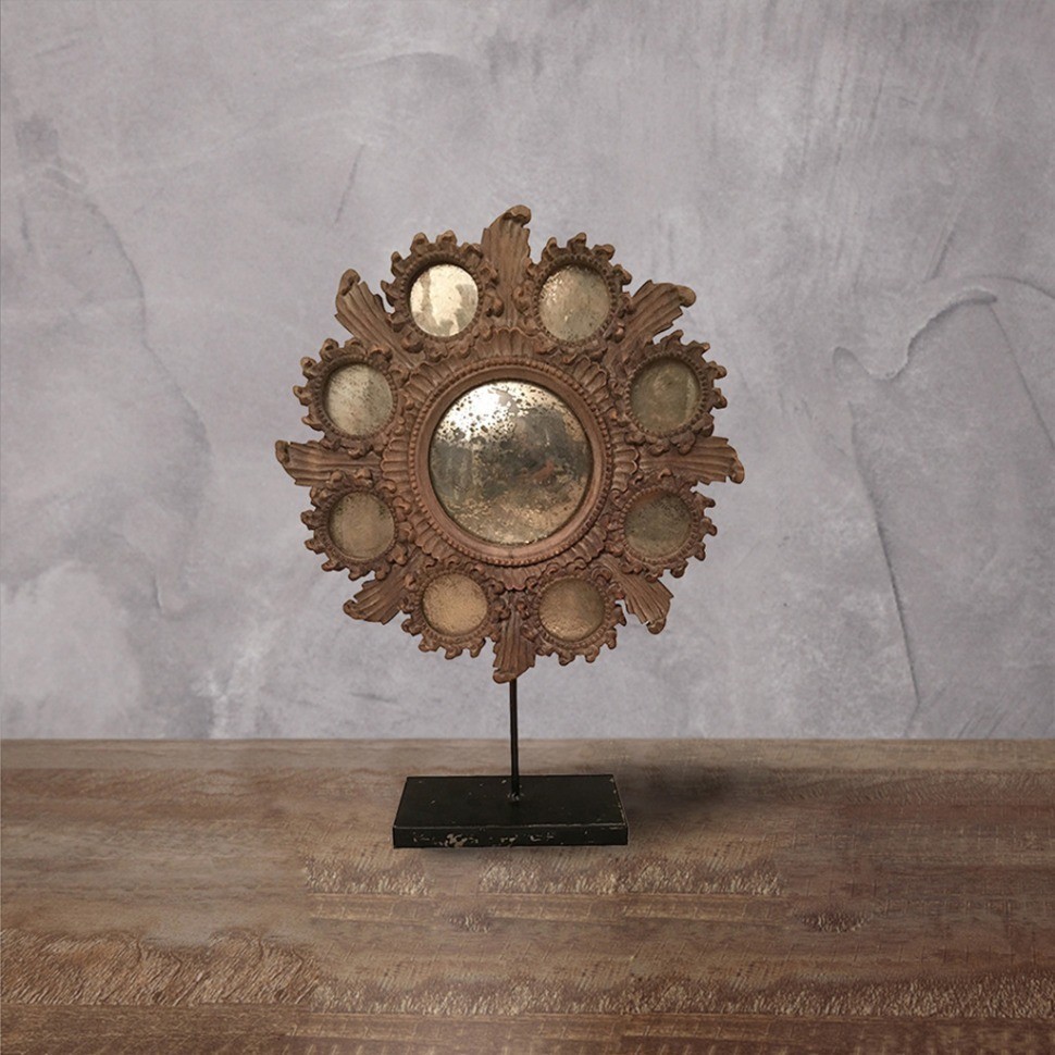 Зеркало MM-41, массив дерева, металл, OLD GARDEN WOOD & ANTIC BLACK STAND, ROOMERS FURNITURE