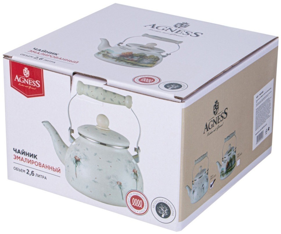 Чайник agness эмалированный серия "dandelion", 2,6 л (943-053)