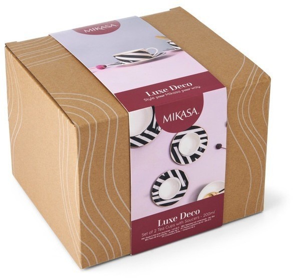 Набор из 2 чайных пар фарфоровых Luxe Deco с геометрическим принтом 200 мл Mikasa MKLDGEOCUPPK2