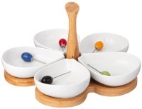 Менажница lefard &quot;native&quot; 5 секций 200 мл на дер. подставке с дер. ручкой, 5 вилочек (474-220)