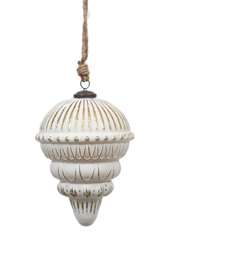 Новогодняя игрушка EL-36A, стекло, white, gold, ROOMERS FURNITURE