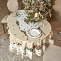 Скатерть овальная &quot;celebration&quot;140х180см ,бежевый, 100% хлопок,твил, пропитка Lefard (850-734-4)