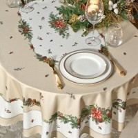 Скатерть овальная &quot;celebration&quot;140х180см ,бежевый, 100% хлопок,твил, пропитка Lefard (850-734-4)