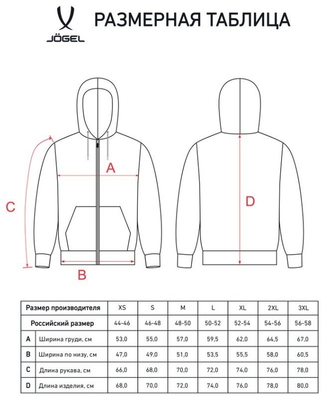Худи на молнии JOGEL ESSENTIAL Cotton Zip Hoodie, черный (2115322)