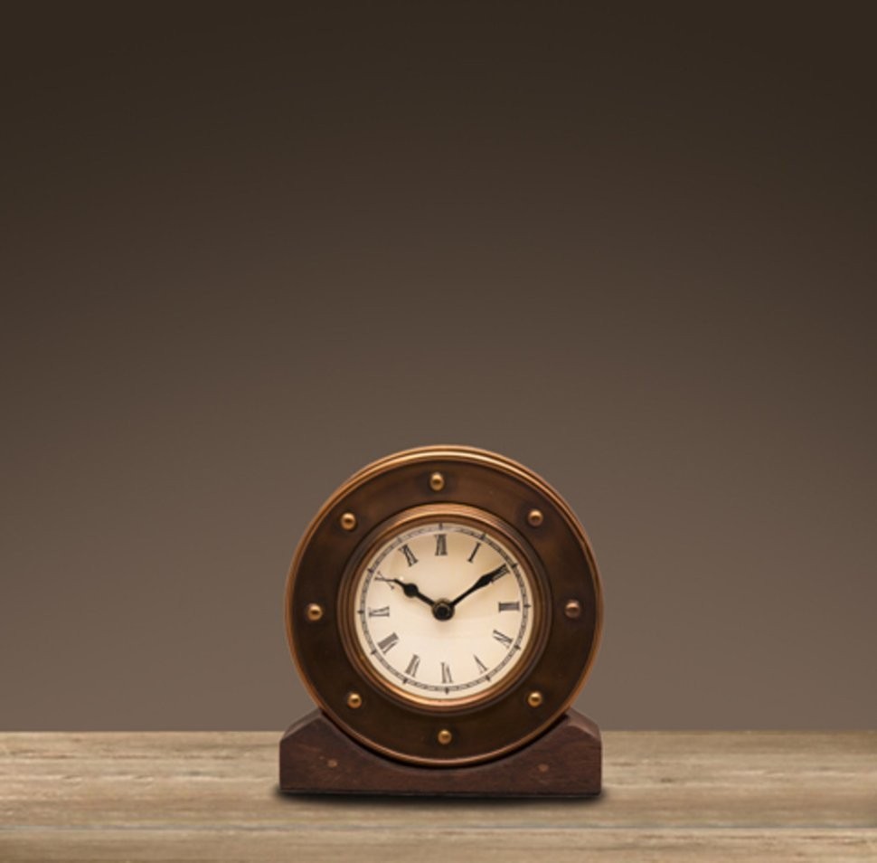 Часы Алейн DTR2104 s/3Sm, 13, бронза, дерево, стекло, Bronze, RESTORATION HARDWARE