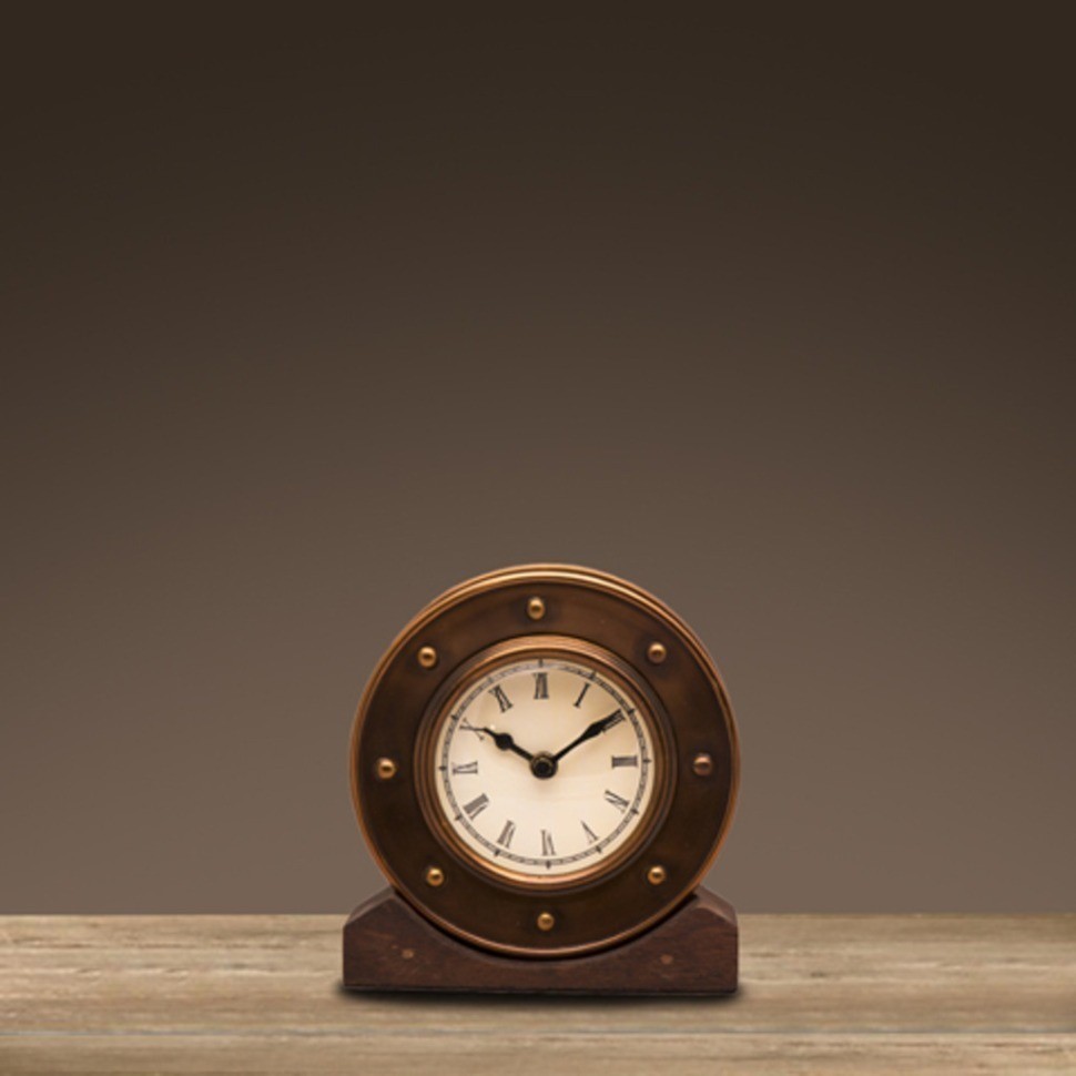 Часы Алейн DTR2104 s/3Sm, 13, бронза, дерево, стекло, Bronze, RESTORATION HARDWARE