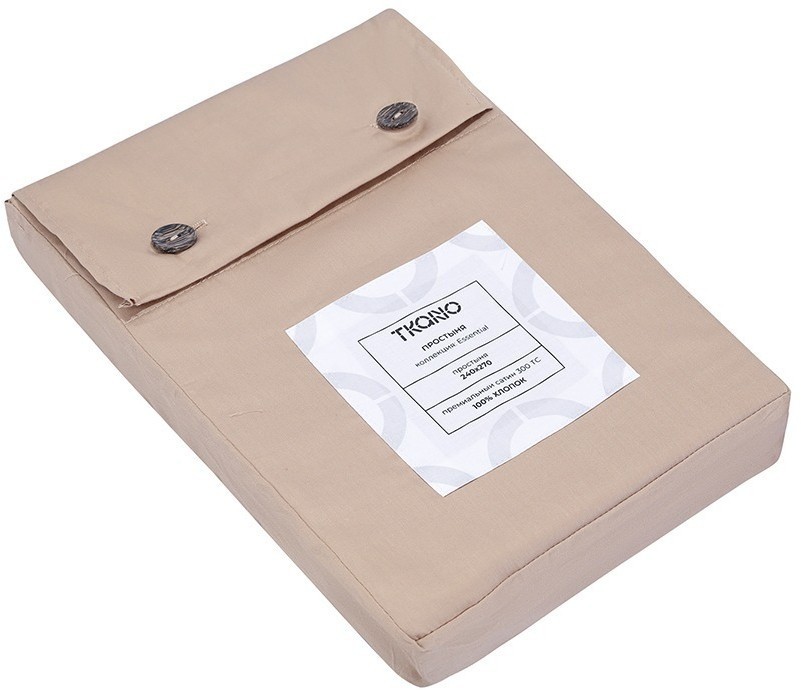 Простыня из премиального сатина бежевого цвета из коллекции essential, 240х270 см (79833)