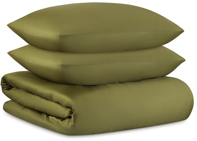 Комплект постельного белья из премиального сатина оливкового цвета из коллекции essential, 200х220 с (79821)