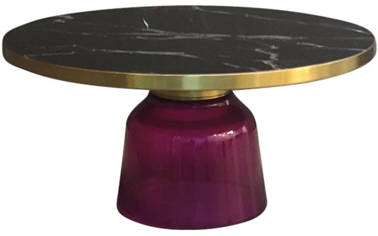 Столик кофейный odd, D75 см, черный мрамор/фиолетовый (74265)