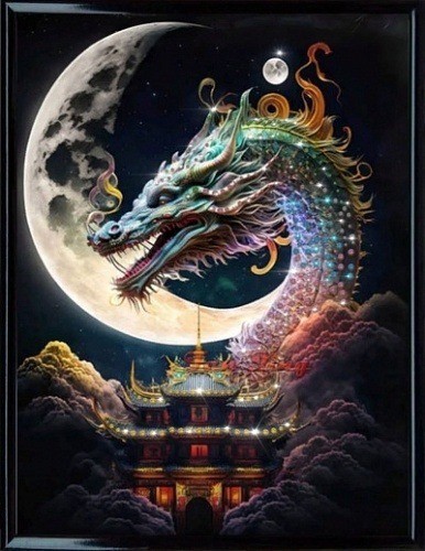 Картина Дракон Величие с кристаллами Swarovski (3031)