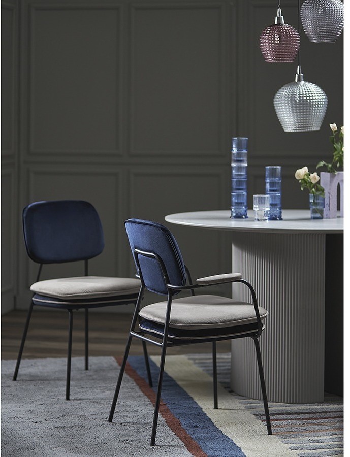 Стул pea, велюр, темно-синий/бежевый (77071)