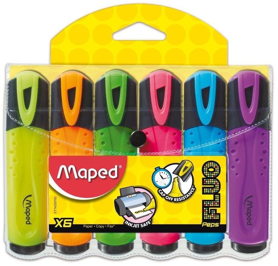 Набор текстовыделителей Maped Fluo Peps Classic линия 1-5 мм 6 цветов 742557/150773 (2) (65690)