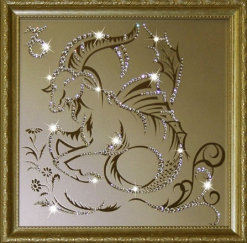 Картина Козерог 35х35 см с кристаллами Swarovski (1131)