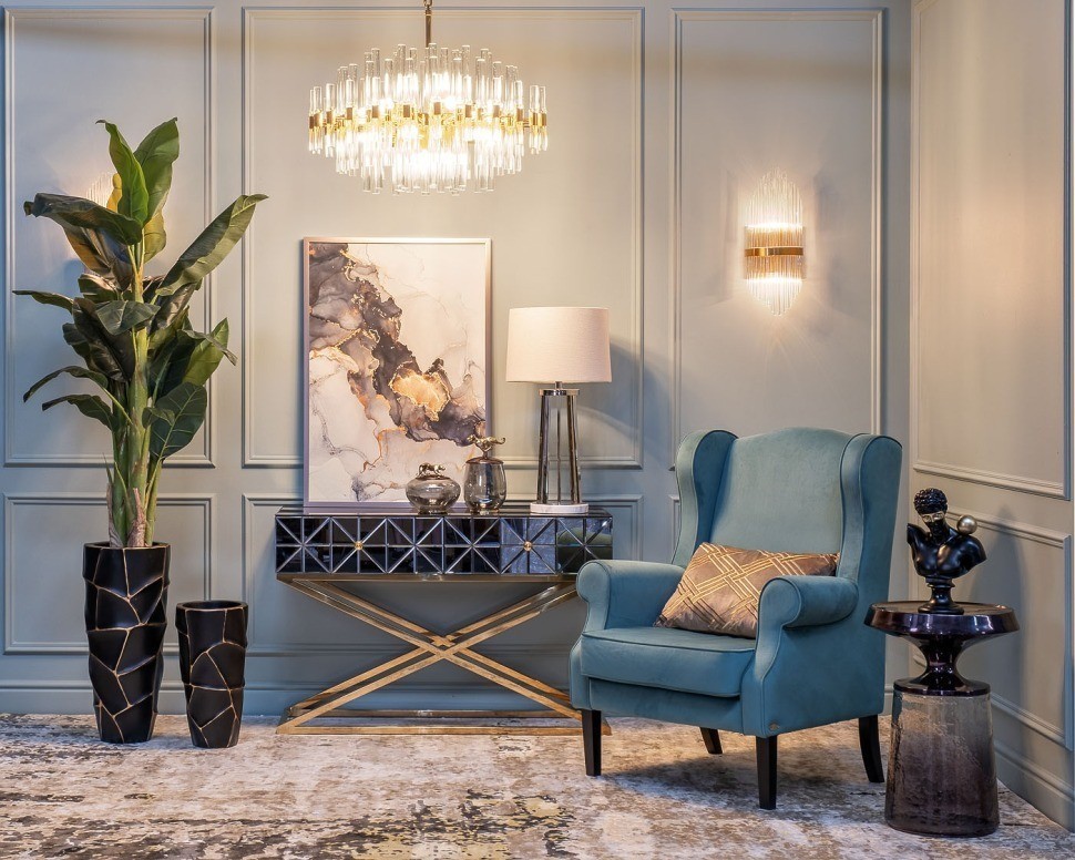 Люстра Serena прозр.стекло/золото d80см h65см (TT-00002206)