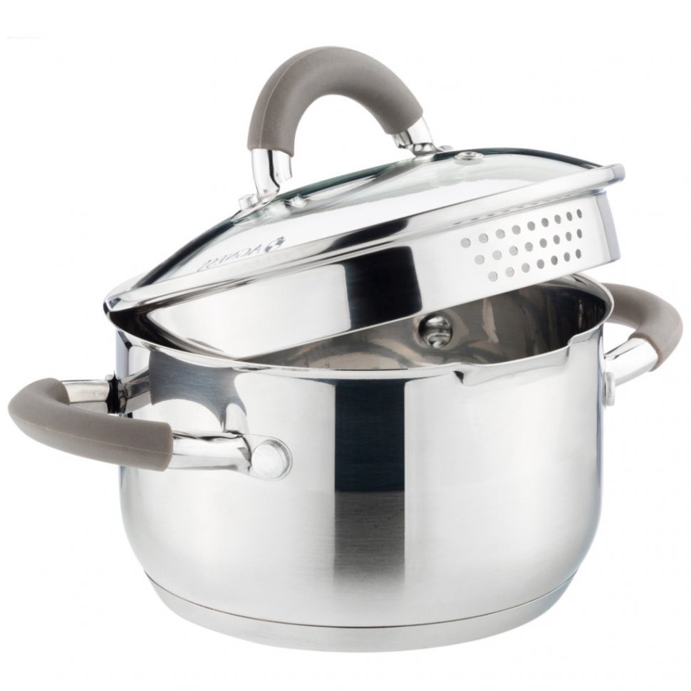 Кастрюля agness "profi home" со стеклянной крышкой, 1,5л 16x9.5 см цвет ручек:кофейный (914-210)