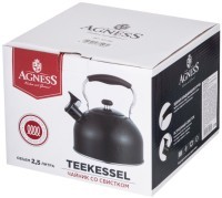 Чайник agness со свистком 2,5 л,нжс индукция, устойчивое жаропрочное покрытие (937-908)