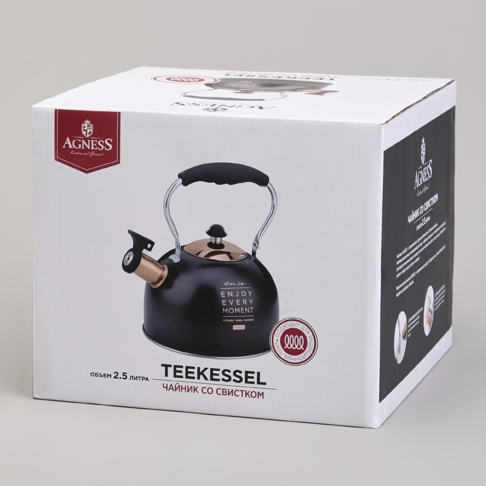 Чайник agness со свистком 2,5 л,нжс индукция (914-161)