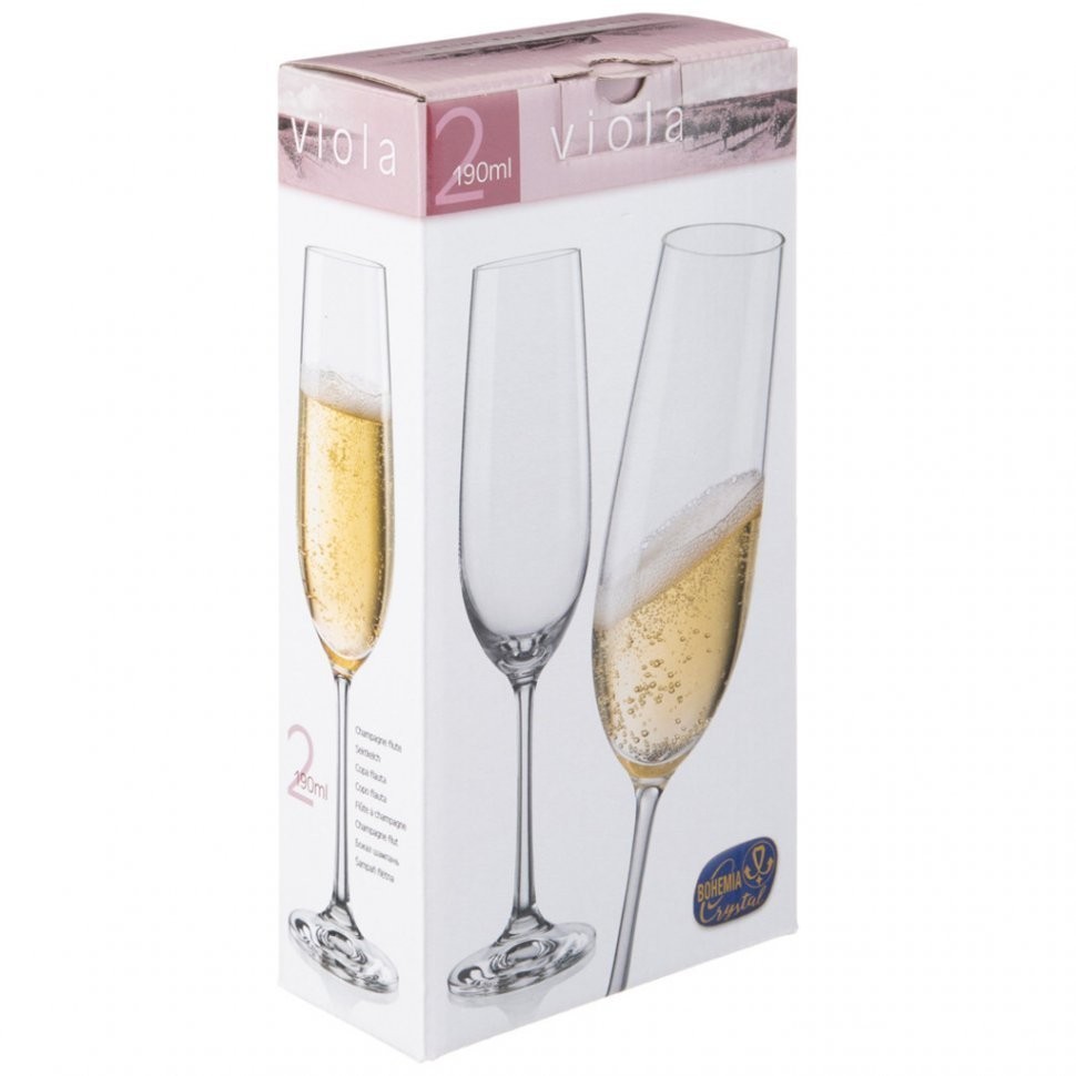 Набор бокалов для шампанского из 2 штук "viola" 190мл Bohemia Crystal (674-865)