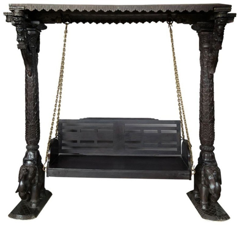 Качели-беседка XIX век, Индия PR50991A, Тиковое дерево, dark brown, ROOMERS ANTIQUE