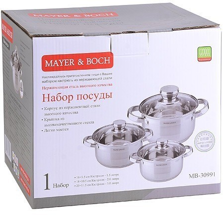 Набор посуды 6пр 1,5+2,0+3,0 л Mayer&Boch (30991)