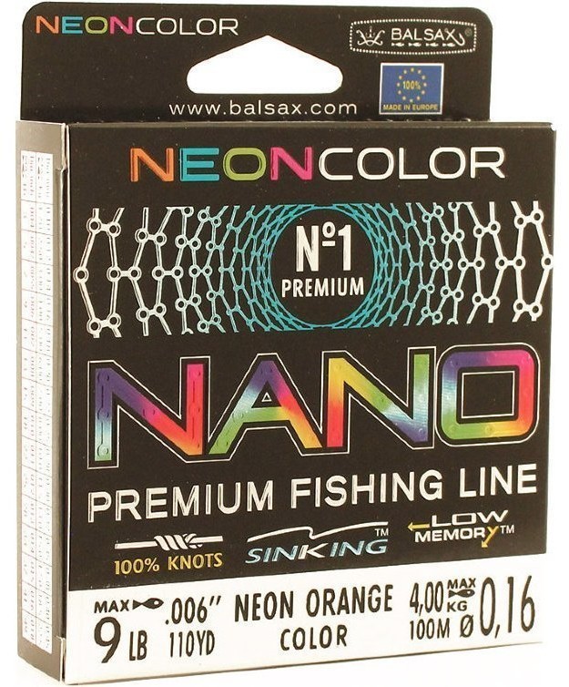 Леска Balsax Nano Neon Orange Box 100м 0,16 (4,0кг) (58570)