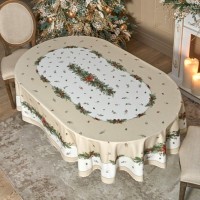 Скатерть овальная &quot;celebration&quot;160х220см ,бежевый, 100% хлопок,твил, пропитка Lefard (850-734-41)
