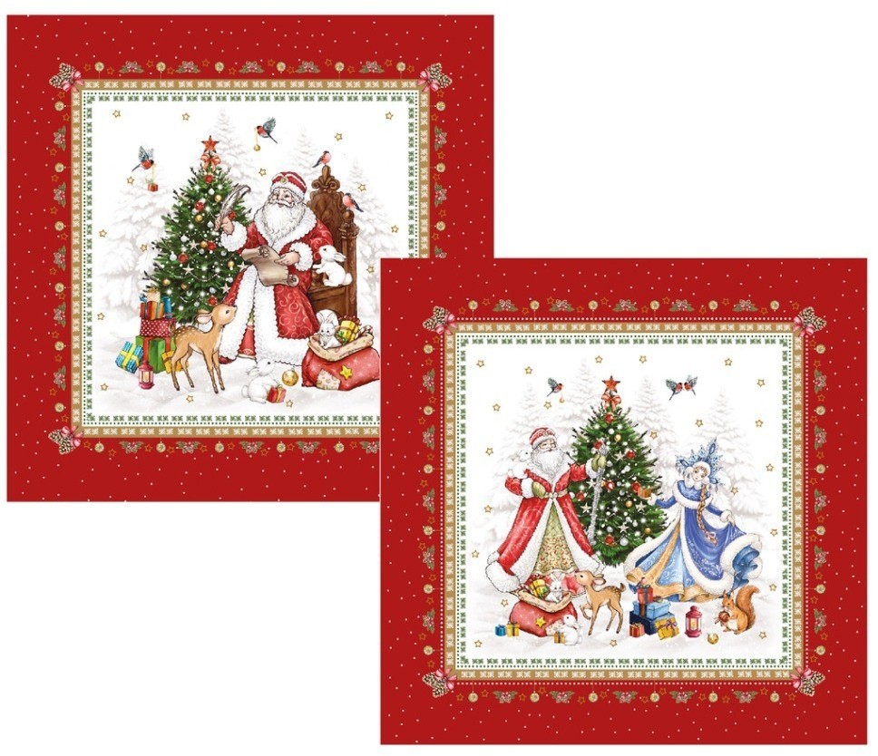 Набор салфеток из 2-х шт "с новым годом",40х40см, 100% хлопок,красный,твил, Lefard (850-763-8)