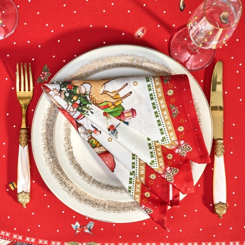 Набор салфеток из 2-х шт "с новым годом",40х40см, 100% хлопок,красный,твил, Lefard (850-763-8)