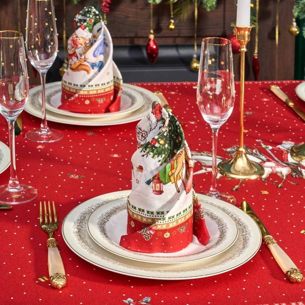 Набор салфеток из 2-х шт "с новым годом",40х40см, 100% хлопок,красный,твил, Lefard (850-763-8)