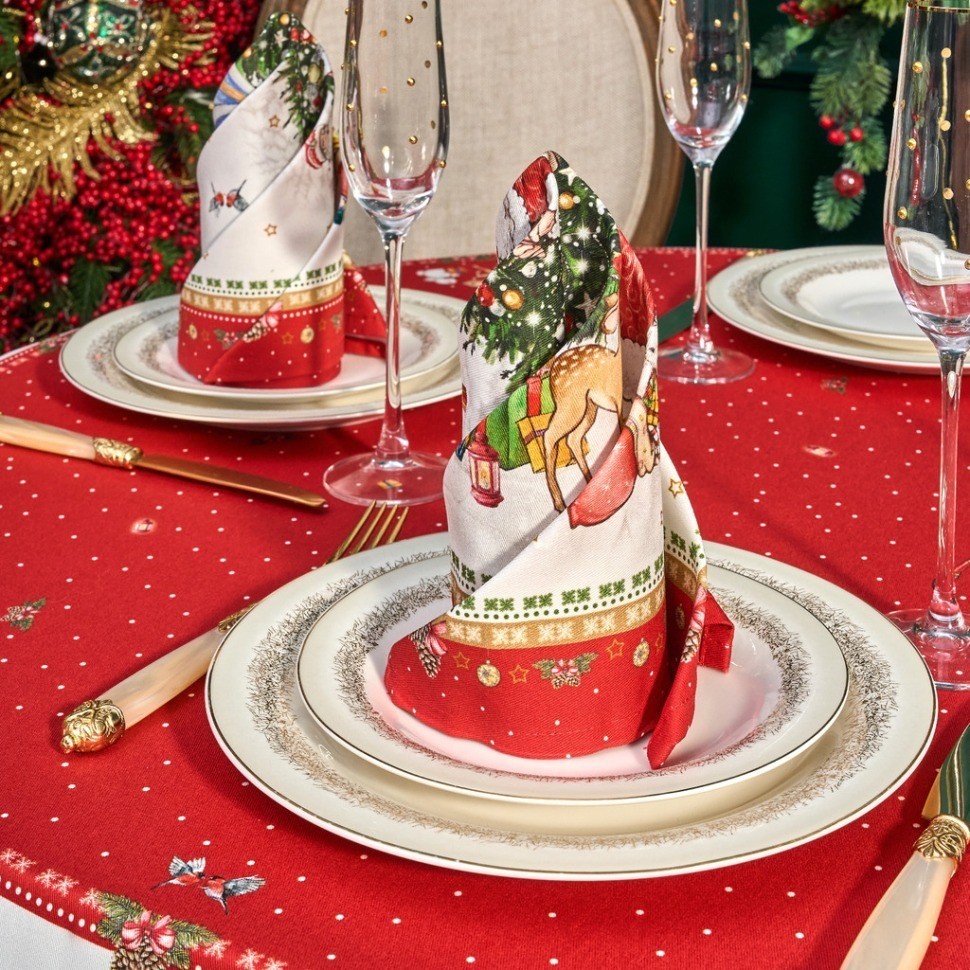 Набор салфеток из 2-х шт "с новым годом",40х40см, 100% хлопок,красный,твил, Lefard (850-763-8)