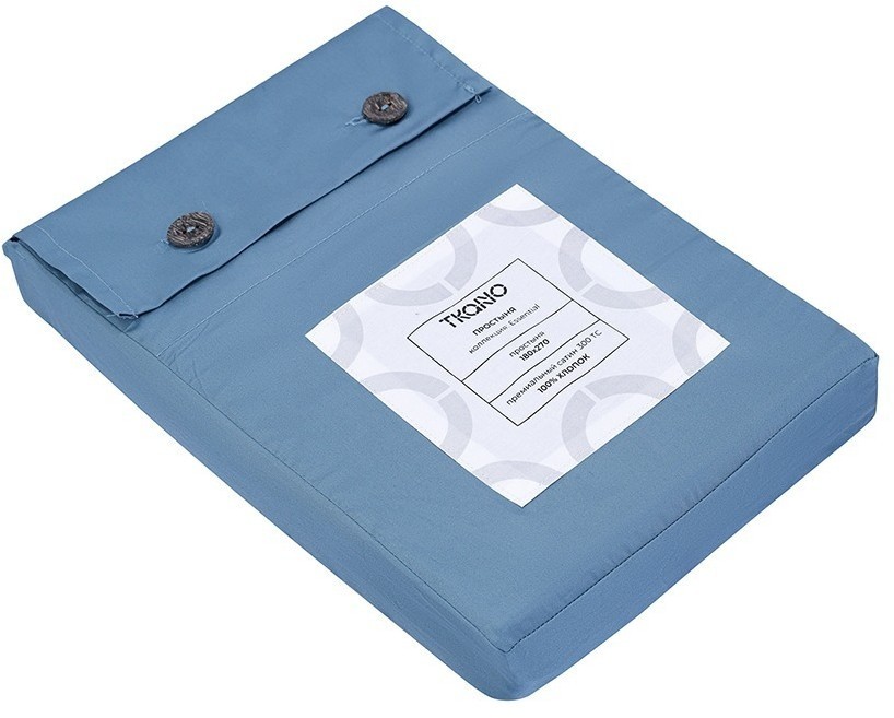 Простыня из премиального сатина джинсово-синего цвета из коллекции essential, 180х270 см (79834)