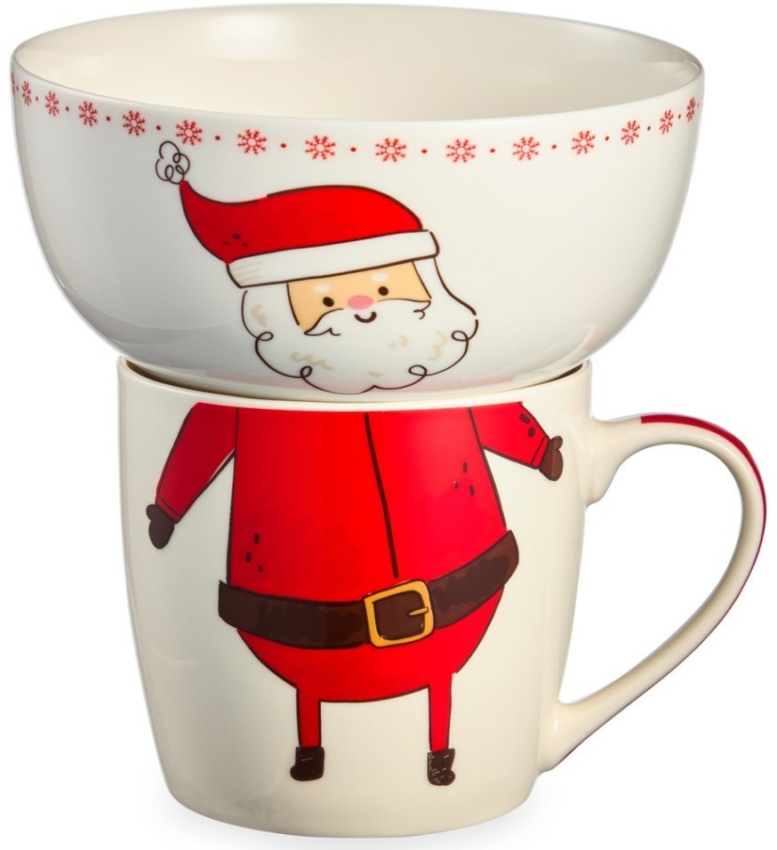 Набор посуды lefard "дед мороз" 2 пр. (кружка 360мл, салатник 500мл) (260-1065)