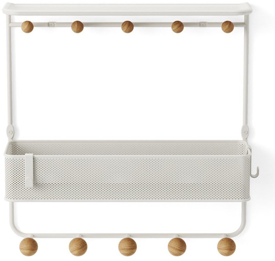 Полка настенная с крючками для аксессуаров estique, белая/натуральное дерево (75233)