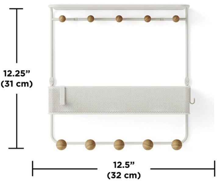 Полка настенная с крючками для аксессуаров estique, белая/натуральное дерево (75233)