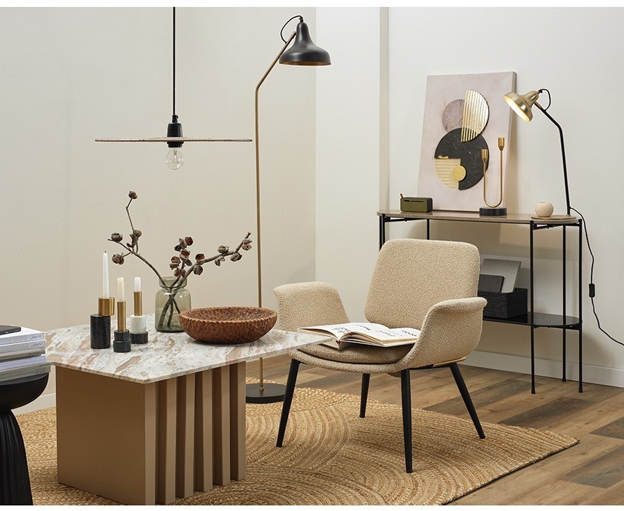 Торшер enkel sand, 165 см, золотистый/черный (76373)