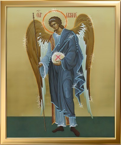 Икона Архангела Гавриила «Вестник Божьей Воли» с кристаллами Swarovski (2411)