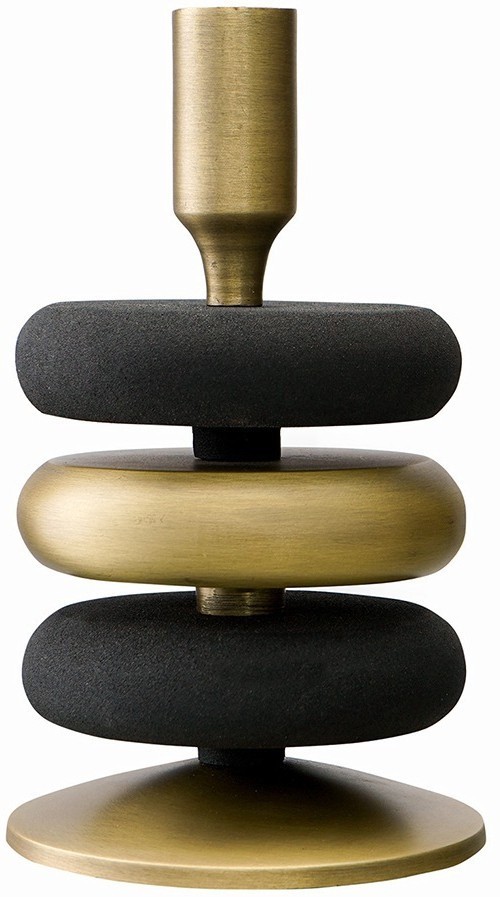 Подсвечник stone, 20 см, черный/античная латунь (76296)
