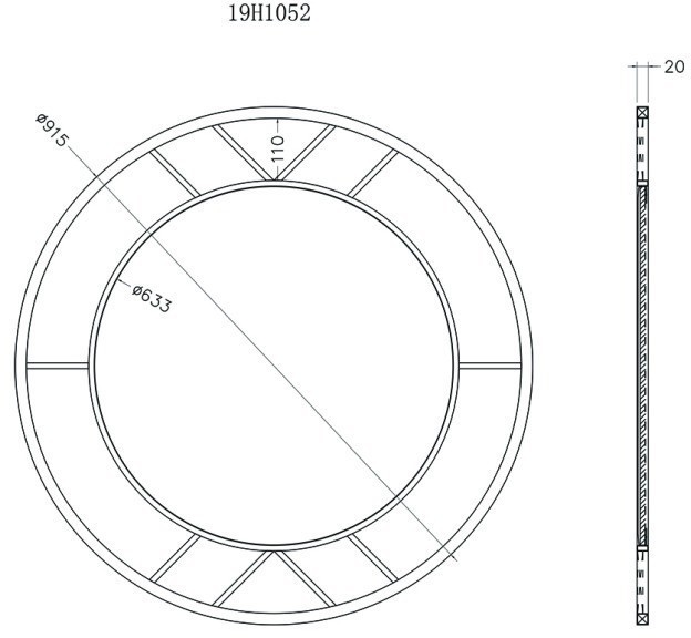 Зеркало круглое в металл. раме цвет золото d91,5см (TT-00004737)